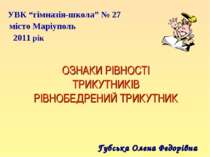 Рівнобедрений трикутник, його властивості та ознаки